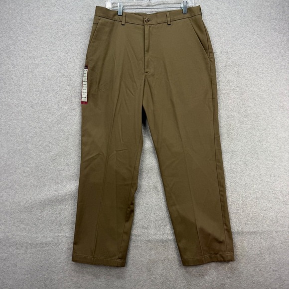 Haggar Other - Haggar Chino Pants Mens 34x29 Mocha Brown Khakis Forever New Plain Front Chinos
